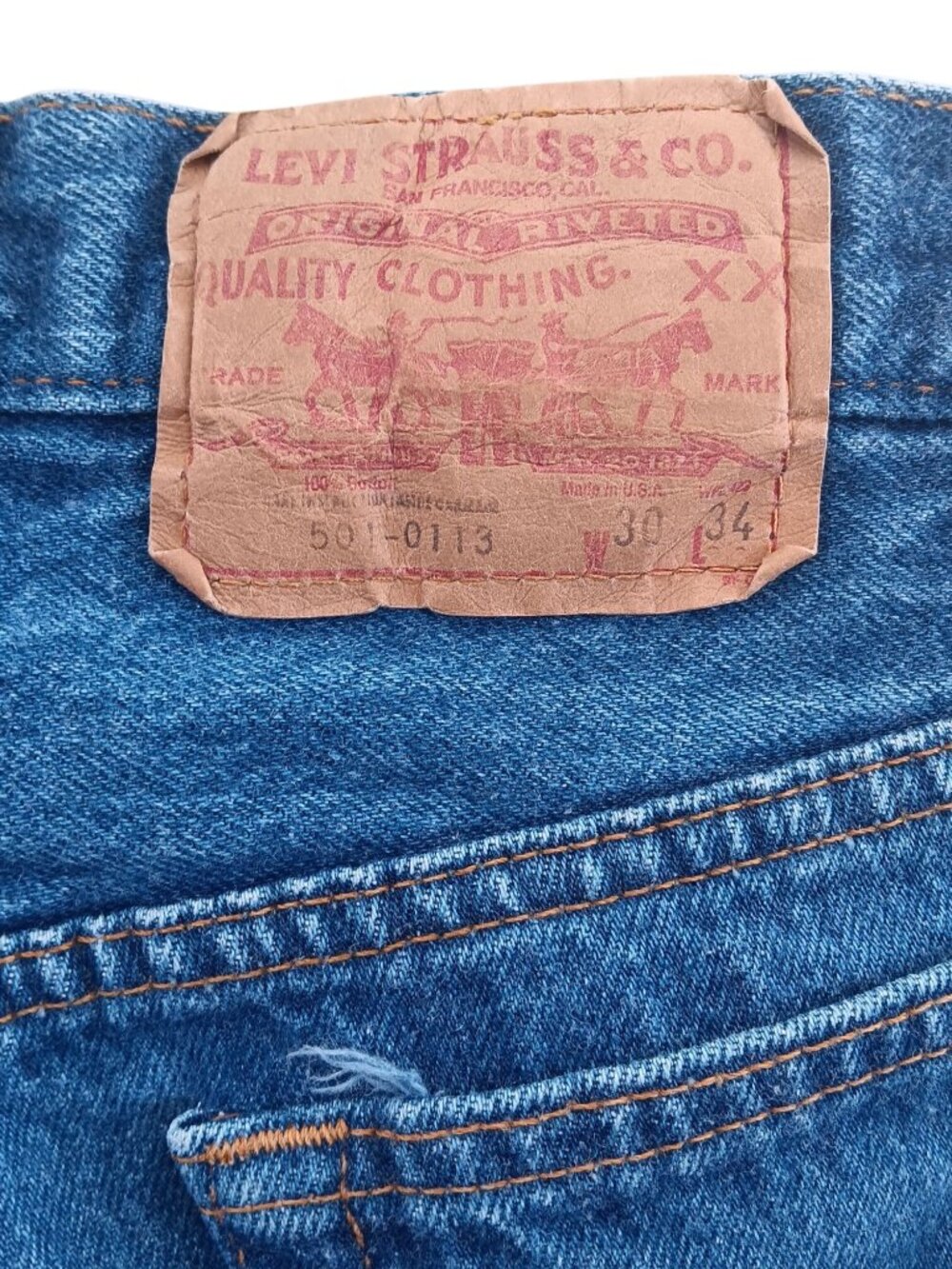 30x34 Vintage Levis 501 0113 Jeans 1980's Button Fly Denim USA Perfect Fade